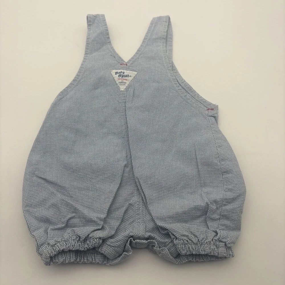 OshKosh B'gosh Overall Boys 3-6M Blue Gingham Nautical Boat Bubble One Piece